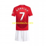 Camisolas de futebol Manchester United Cristiano Ronaldo 7 Criança Equipamento Principal 2024/25 Manga Curta